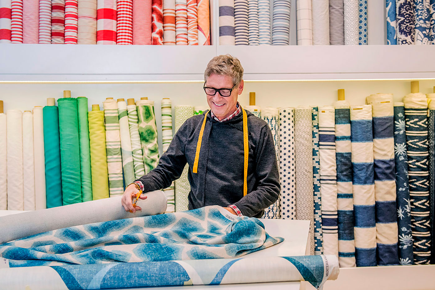 High-end fabrics and rugs for home interiors.