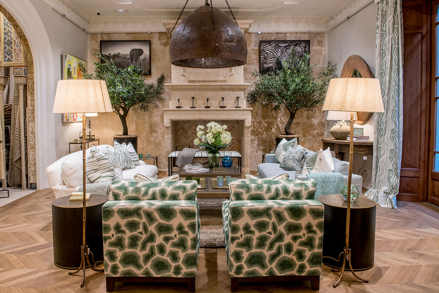 Luxury living room furniture and decor.