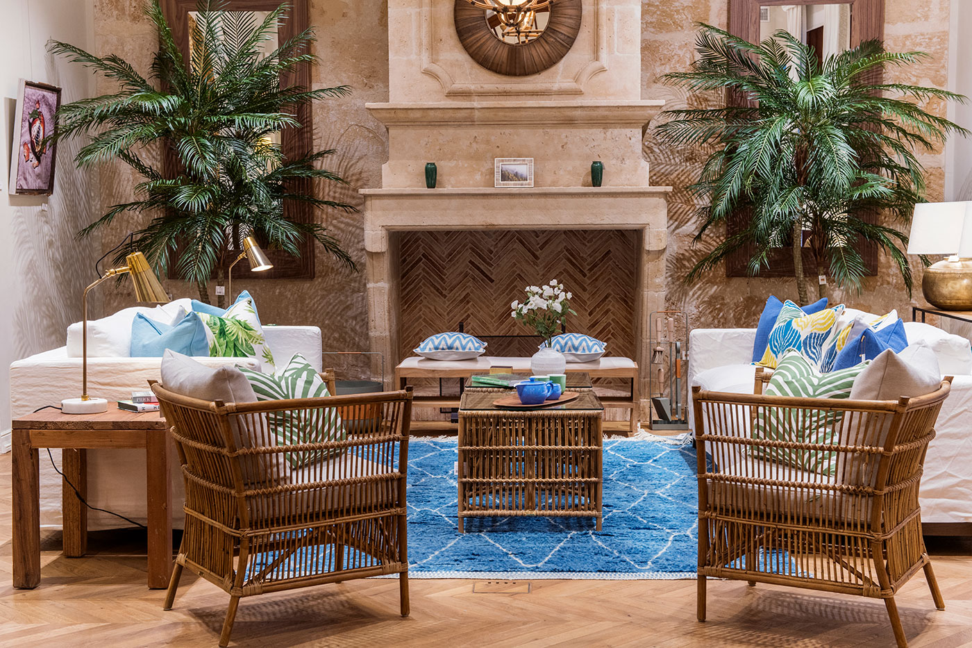 Luxury living room furniture and decor.