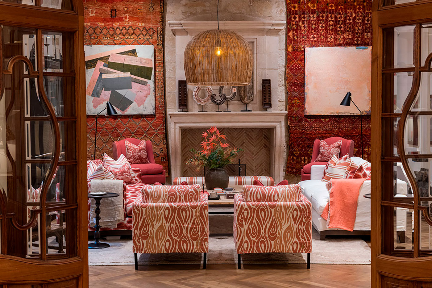 Luxury living room furniture and decor.