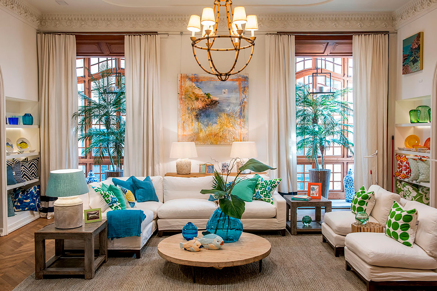 Luxury living room furniture and decor.