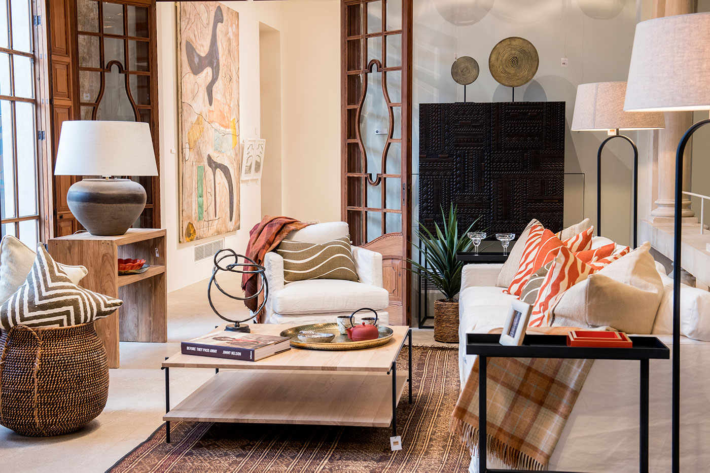 Luxury living room furniture and decor.